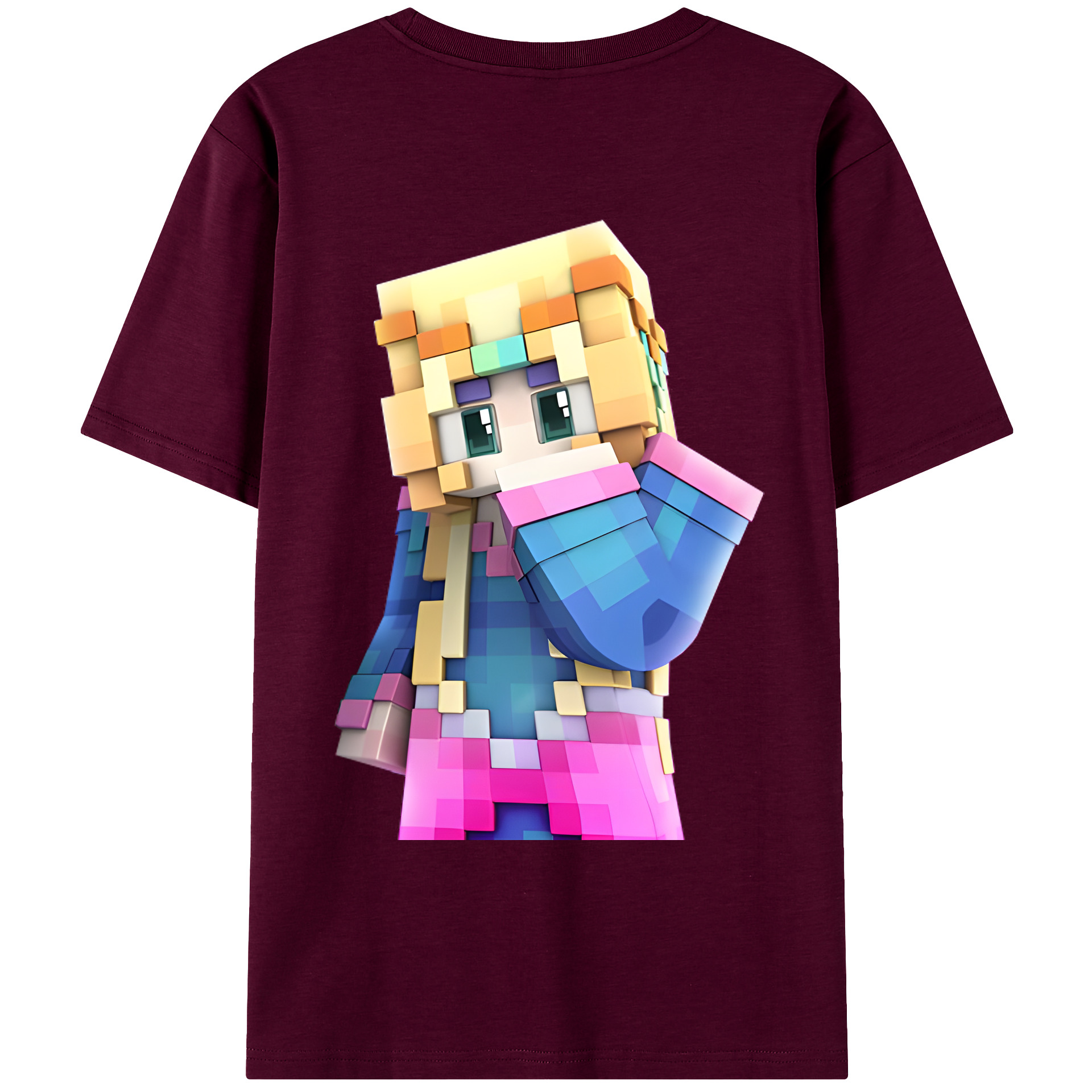 （画像用） マインクラフト ブロックの世界 Minecraft MC Block world レディース半袖Tシャツ(バックプリント)